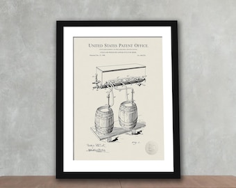 Classic Beer Brewery | 1900 Cold-Air Beer Apparatus Patent | Pub Wall Art | Home Bar Decor | Gift for Brewers & Beer Enthusiasts