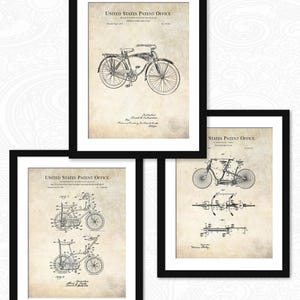 Vintage Bicycle Collection |  1889 Tandem Bicycle, 1968 Schwinn Adjustable Bike, 1939 Schwinn Cruiser | Classic Wall Art for Bike Lovers