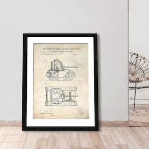 Vintage Tank Design | 1942 WWII Tank Patent by Gladeon M. Barnes | Military Vehicle Design Art | Perfect Gift for History Fans