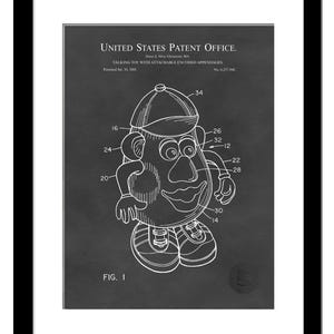 May include: A black and white line drawing of a toy patent. The drawing shows a cartoon potato character with a hat, arms, and legs. The patent number is 6,257,948. The text "UNITED STATES PATENT OFFICE" is at the top of the drawing.