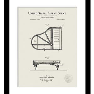 Grand Piano Print | 1878 Steinway Grand Piano-Forte Patent | Elegant Music Room Art | Gift for Piano Lovers | Historical Instrument Decor