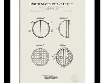 1937 Table Tennis Ball Patent | Vintage Ping Pong Art Print | Game Room Decor | Gift for Table Tennis Enthusiast