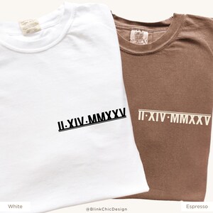 Personalized Roman Numeral T-shirt, Comfort Colors Matching Couples Tee, Custom Anniversary Date Shirt, Honeymoon Shirt, Valentines Tee