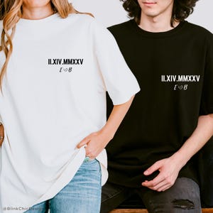 Personalized Roman Numeral T-shirt, Comfort Colors Custom Anniversary Date Shirt, Couples Tee, Honeymoon Shirt, Valentines Tee, Wedding Tee