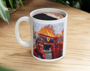 Lewis Hamilton & Charles Leclerc F1 Ferrari Drivers Meme Mug