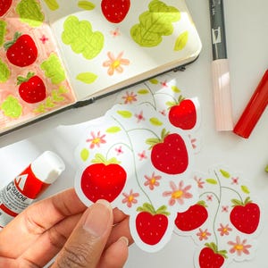 Strawberry Vine Vinyl Sticker | Cute Fruit Sticker | Die Cut ...