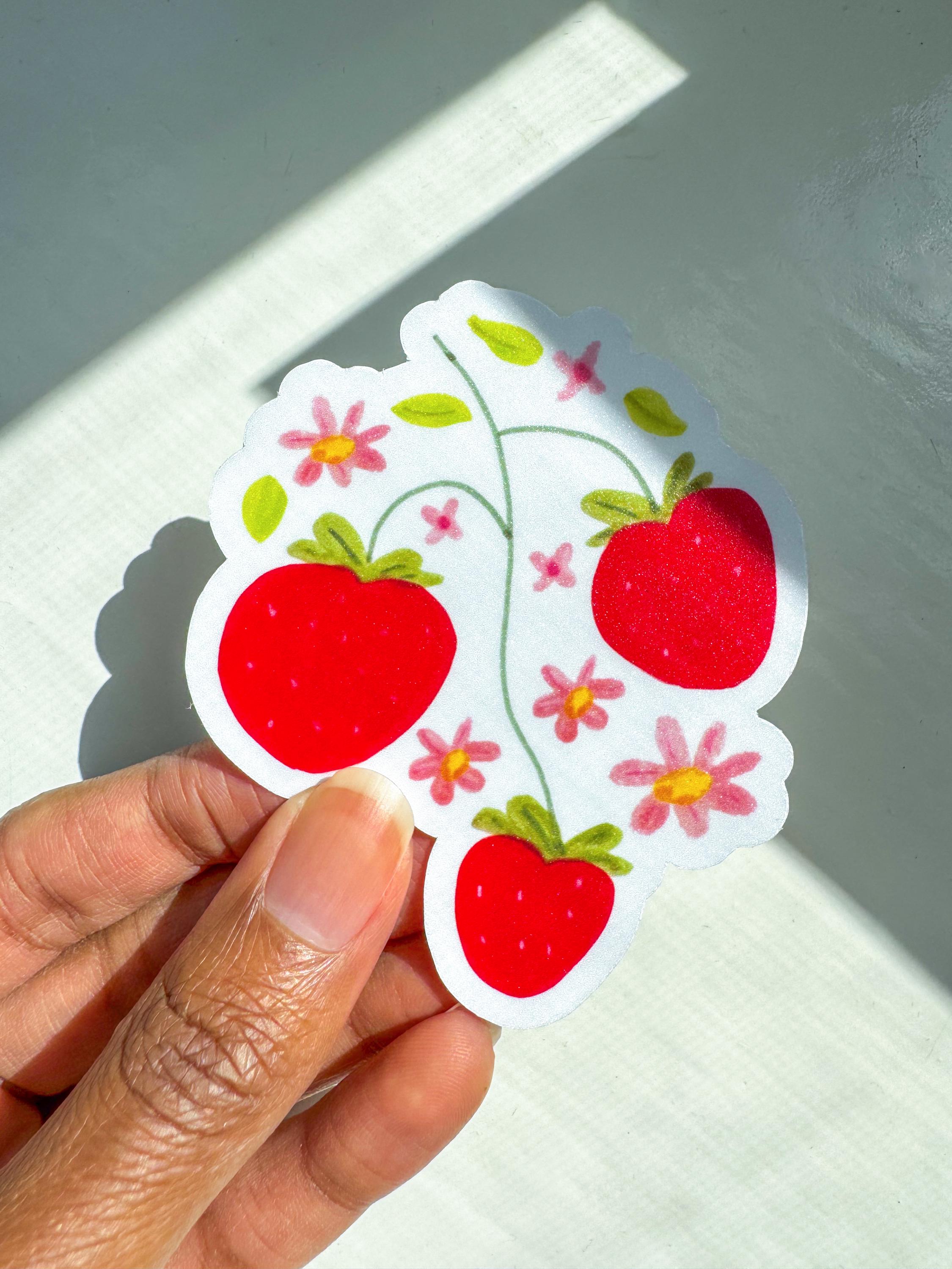 Strawberry Vine Vinyl Sticker | Cute Fruit Sticker | Die Cut ...