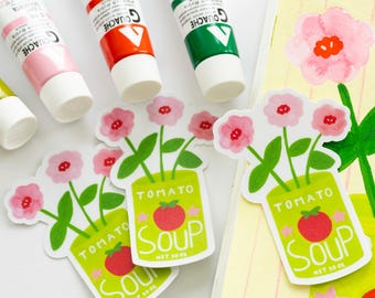 Tomato Soup Flower Sticker: Waterproof Matte Vinyl Decal
