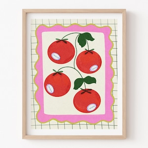 Lámina artística de tomatera: decoración botánica para la pared de la cocina