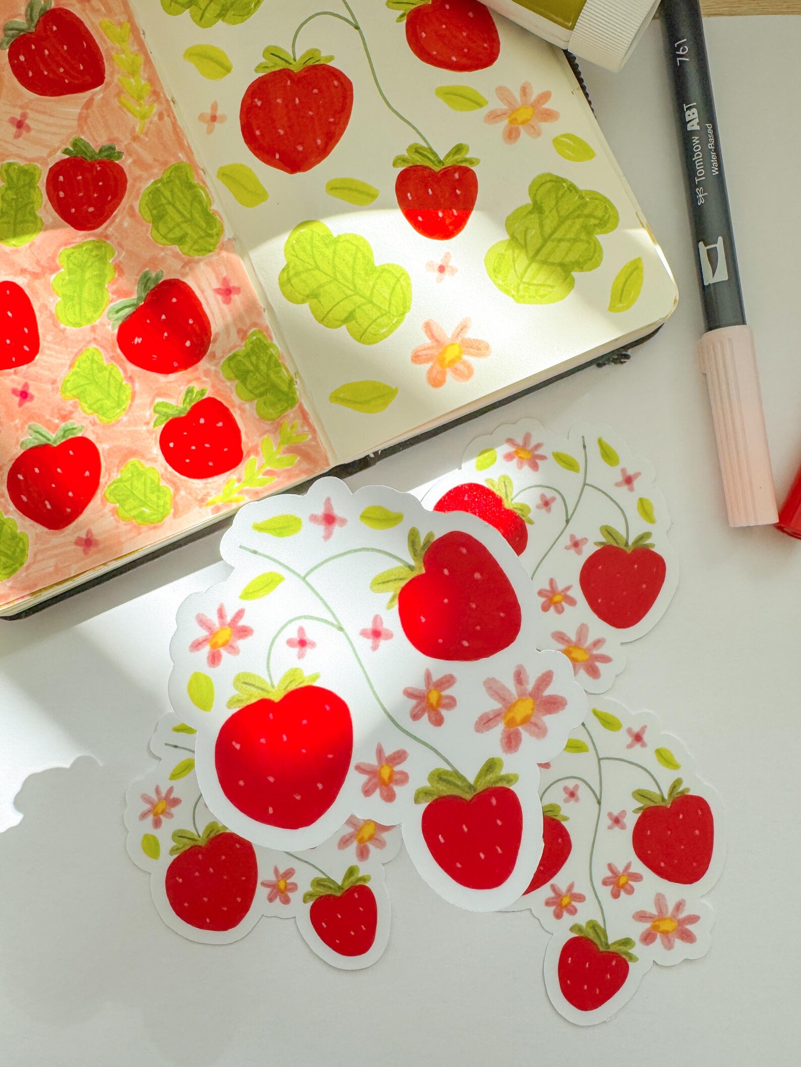Strawberry Vine Vinyl Sticker | Cute Fruit Sticker | Die Cut ...