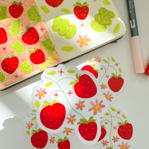 Strawberry Vine Vinyl Sticker | Cute Fruit Sticker | Die Cut ...