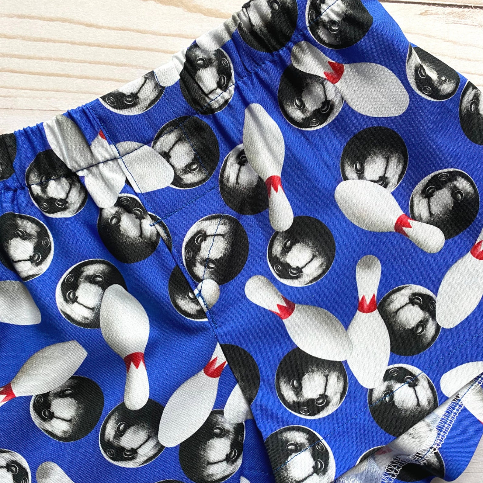 Sports Bowling Shorts for Kids On Blue Background Play Shorts Etsy