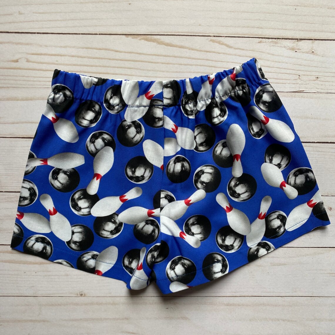 Sports Bowling Shorts for Kids On Blue Background Play Shorts Etsy