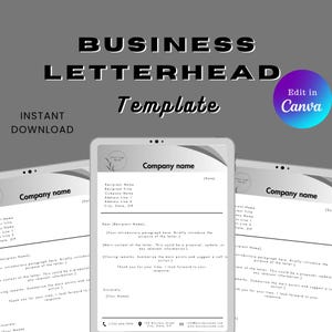 Plantilla de membrete empresarial minimalista, membrete de empresa, membrete comercial, logotipo de membrete, plantilla de Canva editable, PDF, imprimible