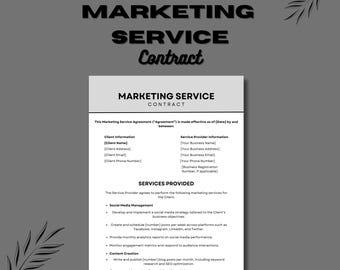 Marketing Service Contract Template: Editable Business Form (Canva PDF)
