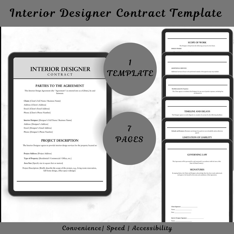 Interior Designer Contract Template: Editable Design Agreement (instant ...