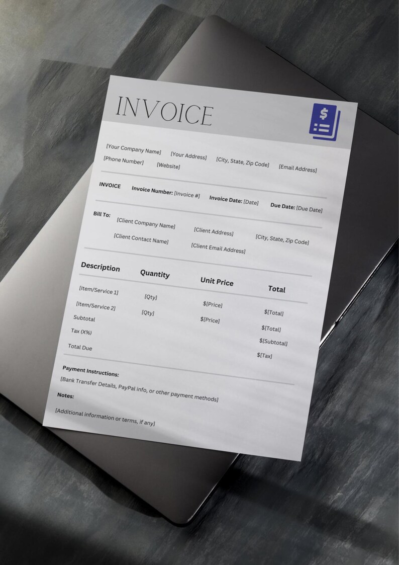 Modern Invoice Template: Customizable Business Form (canva Editable) - Etsy