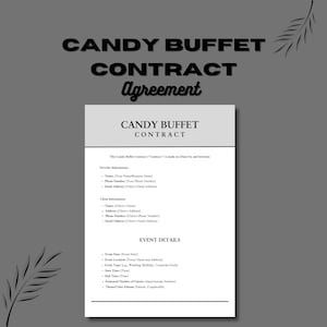 Candy Buffet Contract,Dessert Table Service Agreement,Party Event Client Services Agreement,Editable Agreement Form,Catering Business Form