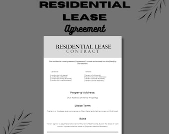 Residential Lease Agreement Template: Editable Rental Contract (Printable PDF)