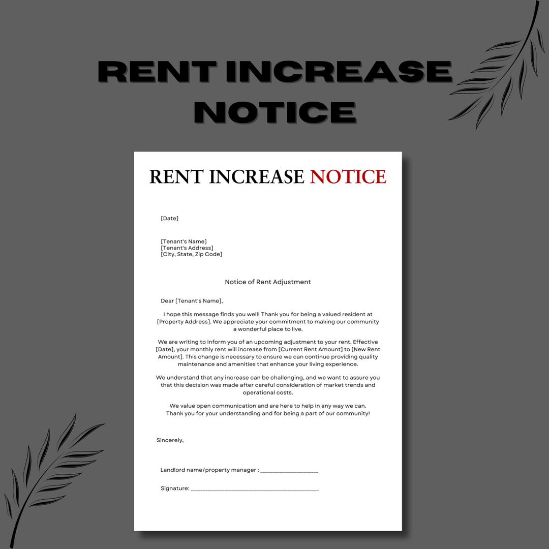 Rent increase notice rent increase form editable pdf instant