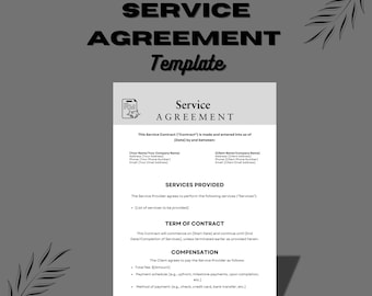 Modèle de contrat de service modifiable : téléchargement immédiat (imprimable)