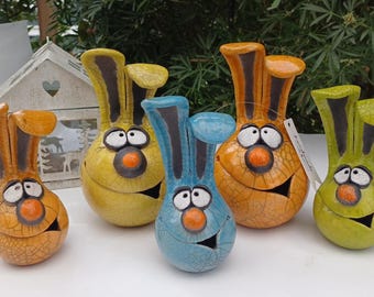 Gartenkeramik,Keramik Hase, Lustiger Hase, Keramik,Raku Keramik, Unikat, handgefertigt