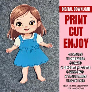Druckbare Papierpuppe, Papierpuppe Kleid, druckbare Aktivitäten für Kinder, Cut out Puppe, Homeschool Material, DIY Papierspielzeug, Papierpuppe Anziehen