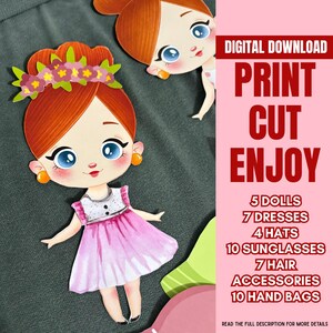 Bedruckbares Papierpuppen, Puppe ausschneiden, druckbare Aktivität Handwerk, Homeschool material, DIY Papierspielzeug, Papierpuppe anziehen, digitaler Download