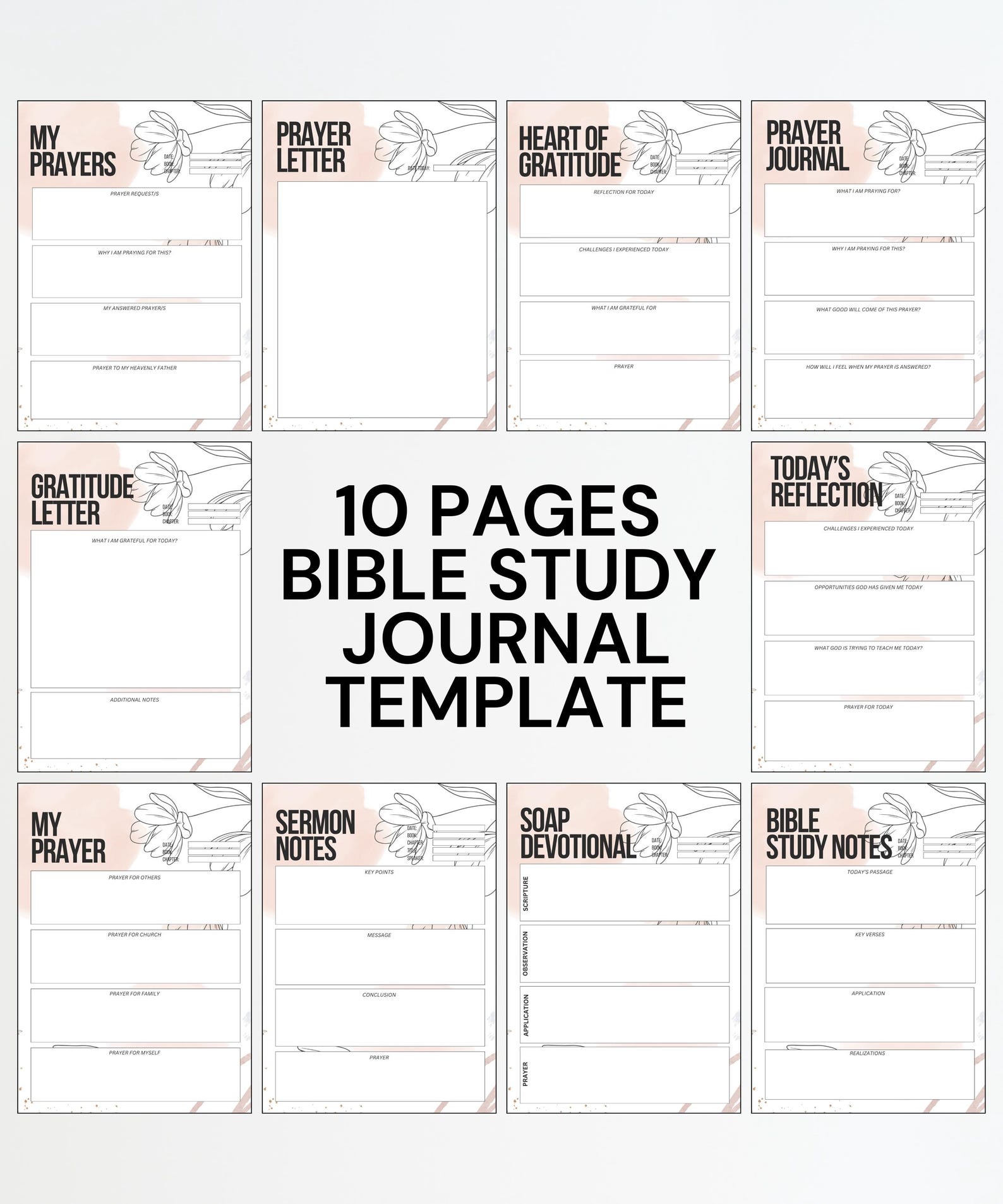Printable Bible Study Template Bible Journal Template Women Journal
