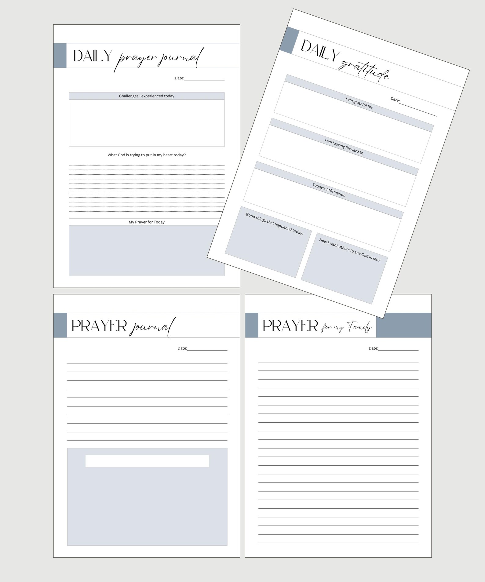 Printable Journal, Christian Journal, Daily Gratitude Journal, Bible ...