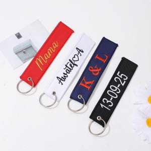 Personalized Key Fob Keychain | Custom Embroidered Name Keychain Strap | Custom Text Wrist Lanyard