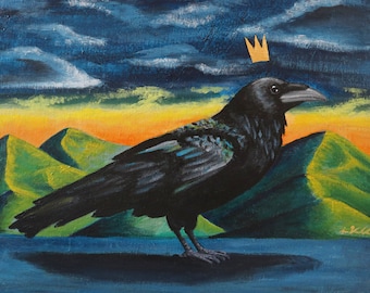 Dagan -- 14x11 giclée print, raven painting
