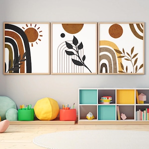Boho Wall Art Gallery Wall Set, Mid-Century Modern Prints, Boho Decor Wall Art Prints, Printable Wall Art, Terracotta Boho Home Decor, art.