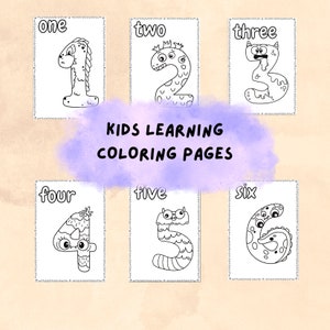 1 - 10 Numbers Printable Coloring Page Worksheets for kids, toddlers, preschoolers, Numbers Coloring Book Preschool Kindergarten Homeschool