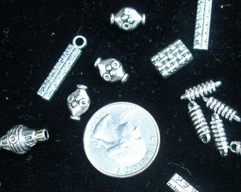 Beads and charms (21) silver,  assorted    WWWG, Team ESST, OlympiaEtsy, paganteam