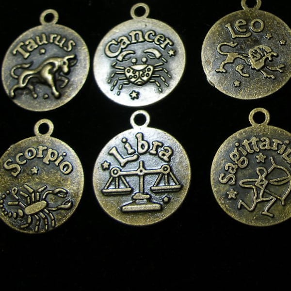 Zodiac Astrological Charms Pendants Picture Frames (12) FULL SET bronze  TeamEsst OlympiaEtsy GirlGeeks WitchesofEtsy paganteam  WWWG