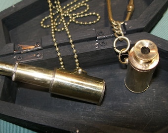 Pirate gear! BACK in SToCK Brass steampunk VictorianSpyglass telescope pendant necklace -sailors star-gazers occupiers  TeamESST REACT WWWG