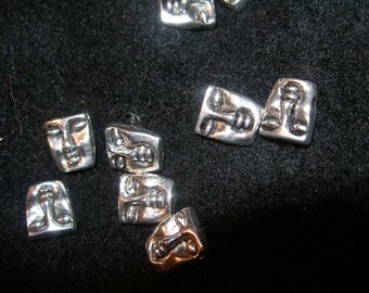 Face Beads - Two-sided androgenous silver    (10)   Team ESST, paganteam, WWWG, OlympiaEtsy, GeekGirls, etsyBuddhists, BeadTeam, Dollmakers