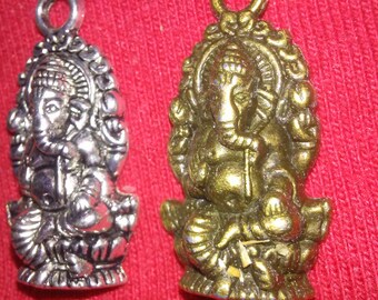 GANESH is here! 12 charms pendants Aged bronze or shiny silver  Patron of new enterprises, guardian of computers