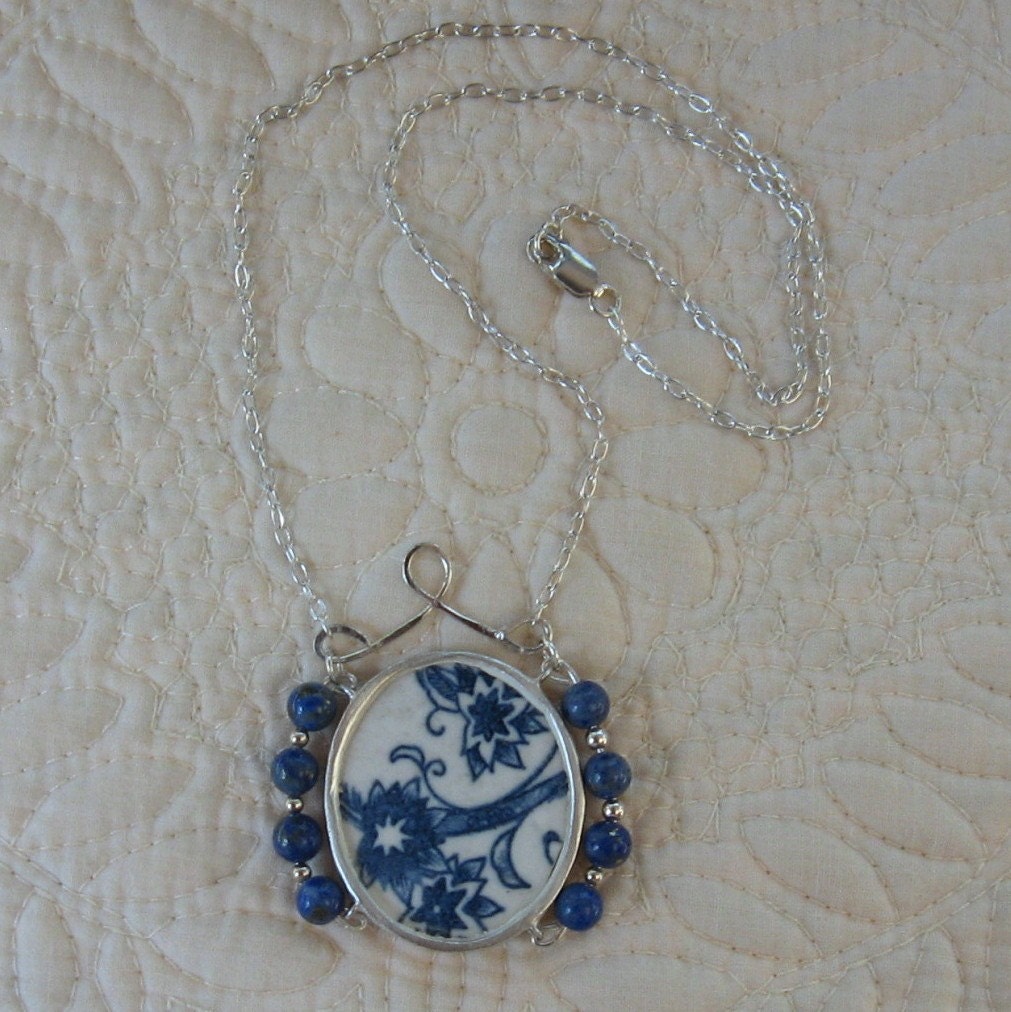 Collier Serti De Cornaline Et Argent Sterling - Style Ming/Ching Shard - Neuf