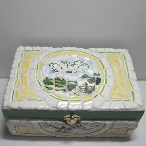 Vintage Broken China Ceramic Shards &quot;Windmill of Daudet&quot; Dishes and &quot;Cottage Chic&quot; Painted Box