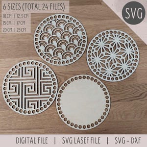 SVG Bundle aus gehäkelter Korbbasis | Digital Schnitt Datei | Bündel gehäkelte Mandalas 10 - 25 cm | umhäkelt