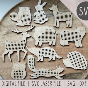 SVG Bundle of forest animals | Digital Cut File | bundle of wood embroidery Patterns For Laser Cutting | Yarn Lacing svg | cross stitch