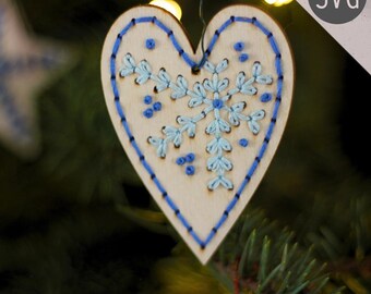 Christmas Heart Embroidery SVG DXF | Laser Cut Holiday Ornament Pattern | Instant Download + Video Tutorial | Beginner Friendly