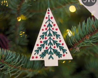 Christmas Tree Embroidery SVG DXF | Laser Cut Holiday Ornament Pattern | Instant Download + Video Tutorial | Beginner Friendly