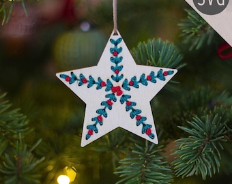 Christmas Star Embroidery SVG DXF | Laser Cut Holiday Ornament Pattern | Instant Download + Video Tutorial | Beginner Friendly