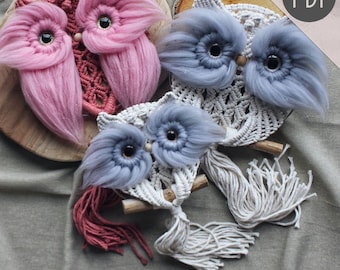 Macramé Owl Video Tutorial: Two Variations with Wool Roving Details