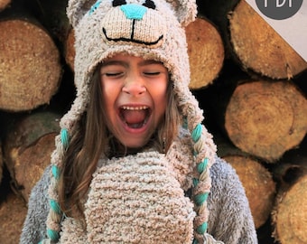 Crochet Bear Hat Pattern | Winter Earflap Hat | Baby to Adult Sizes