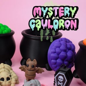 Boîte mystère jouet Fidget - Chaudron | Ami de bureau gothique | Décoration inspirée de l'horreur | Porte-clés cliqueur remuant | Décoration d'intérieur