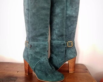 emerald green thigh high boots